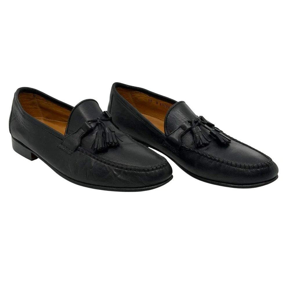Allen Edmonds Urbino Men's Black Leather Tassel Loafers Shoes Size 11 B Italy